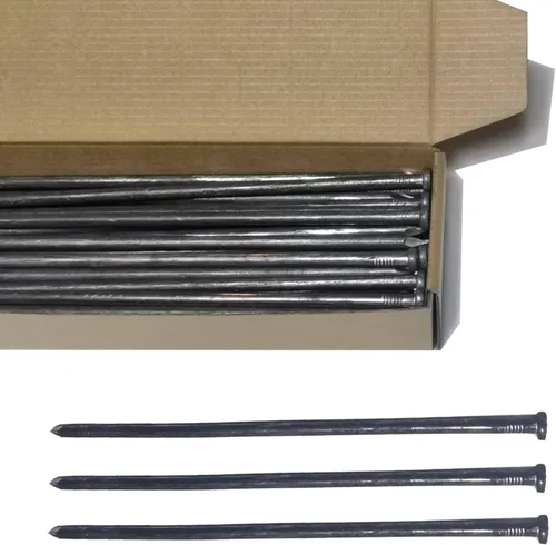 Miniatura 6 de Estacas de metal para paisaje, 10 pulgadas, 50 piezas de estacas de anclaje para bordes de carpa, bordes de pavimentación, estacas de césped Negro