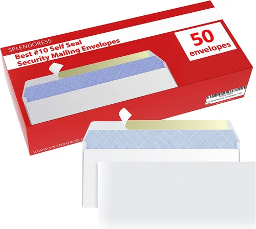 Miniatura 6 de Sobres autoadhesivos #10 de tamaño carta, 50 sobres de seguridad para correo empresarial, 100% tintados, paquete de sobres lisos regulares, sin