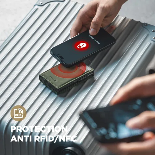 Miniatura 62 de VULKIT Billeteras delgadas para hombre, con bloqueo RFID, diseño minimalista con capacidad para hasta 11 tarjetas, Negro -, Minimalista