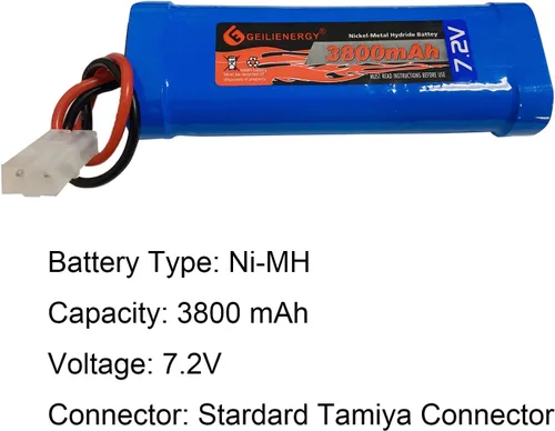 Miniatura 5 de Batería recargable Ni-Mh de 3800mAh 7.2V para tanque de barco de carreras RC (1 paquete de batería de 7.2 V 3800 mAh)