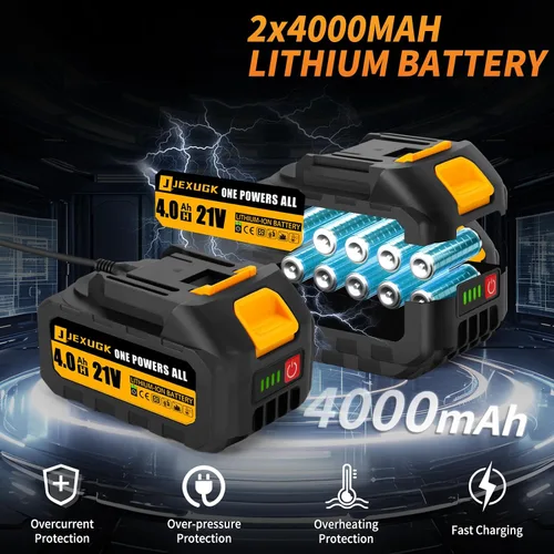 Miniatura 4 de JEXUGK Motosierra sin escobillas de 12 pulgadas, motosierra inalámbrica de 21V con 2 baterías de 4.0Ah, motosierra eléctrica de gasolina recargable