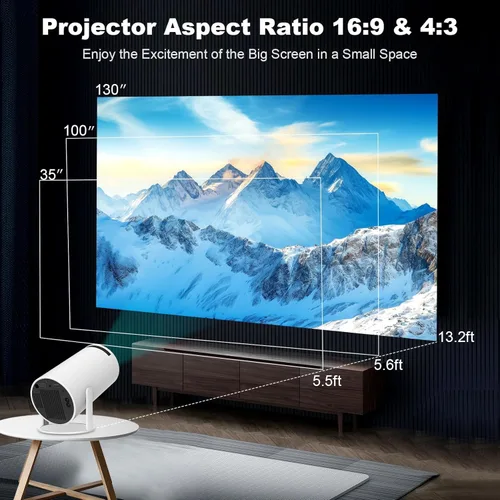 Miniatura 3 de Mini proyector, compatible con proyector portátil 4K 1080P con doble banda WIFI6 5G inalámbrico 5.2 Bluetooth Android 11, 160 lúmenes ANSI, rotación
