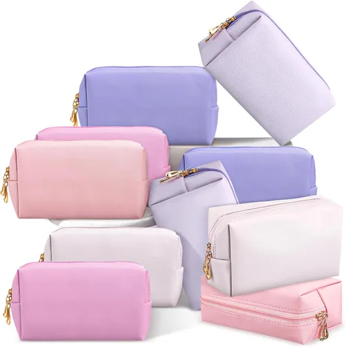 Miniatura 29 de Kigeli 15 piezas de bolsas de maquillaje estéticas, bolsas de cosméticos de cuero PU impermeables, bolsas de aseo lisas, bolsas de maquillaje a