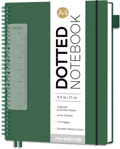 Miniatura 9 de AHGXG Diario de puntos, cuaderno en espiral de cuadrícula de puntos de 8.5 x 11 pulgadas, cuaderno de puntos grande A4, papel grueso de 3.53 oz/m²