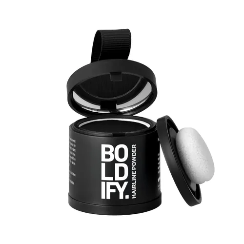 BOLDIFY Polvo de línea del cabello (GRANDE, 10g) - Color de cabello para retoque de raíces para cobertura de canas - Polvo para el cabello que Negro