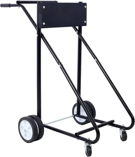 Soporte de motor de barco fuera de borda con ruedas, carrito de transporte de motor para almacenamiento, capacidad de peso de 315 libras, color negro