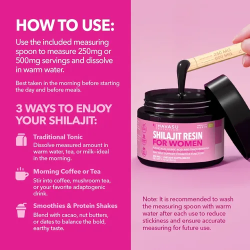Miniatura 6 de Himalayan Shilajit para mujeres con ácido fúlvico, ácido húmico y más de 80 oligominerales – 500 mg de resina Shilajit de grado dorado de 16.000