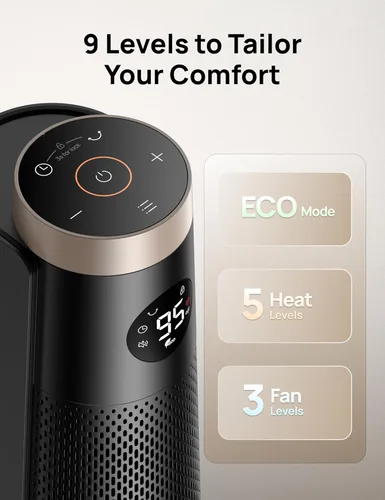 Miniatura 6 de Dreo Calentador de espacio para interiores, calentadores eléctricos de 30 pulgadas con control remoto, oscilación de 120°, termostato ajustable, 5
