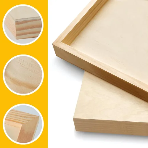 Miniatura 5 de Falling in Art Paquete de 2 paneles de lienzo de madera sin terminar, kit de paneles de madera de abedul de galería de 5 x 5, tablas de cuna de arte