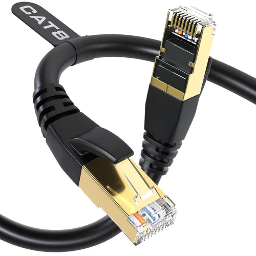 DbillionDa - Cable Ethernet de categoría 8 (Cat8), para interiores y exteriores, 6 pies, resistente, de alta velocidad, 26 AWG, 2000 Mhz con