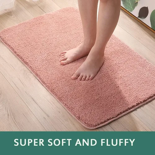 Miniatura 3 de Alfombra de baño de 16 x 24 pulgadas, microfibra de felpa lanuda absorbente de agua, lavable a máquina, antideslizante y suave, color azul oscuro