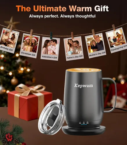 Miniatura 6 de Kepwam Taza de Café con Calefacción T2-Plus, taza de café autocalentable de gran capacidad líder de 20 onzas, hasta 8 horas de batería y caliente