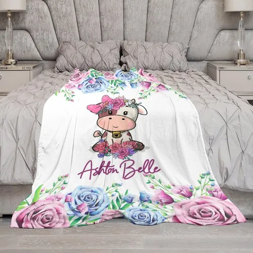 Miniatura 51 de Artsadd Manta de bebé personalizada para niños y niñas con nombre, manta personalizada con nombre de bebé con patrón de unicornio, manta