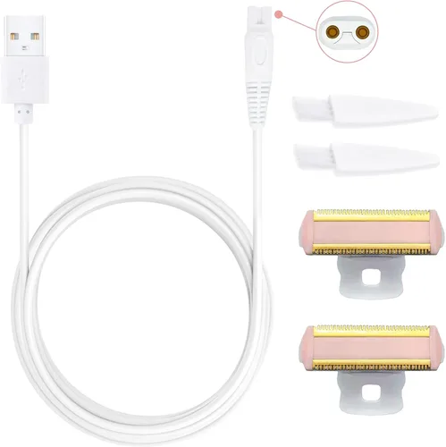Miniatura 18 de 2 cabezales de repuesto LinMei Nu Shaver compatibles con Finishtouch Flawless Women Nu Razor con bolsa, 2 cepillos de limpieza Hoja de afeitar Nu