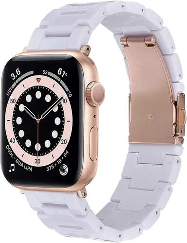 Miniatura 42 de V.R.HOPE Correa de Resina para Reloj Compatible con Apple Watch para Mujeres 38mm 40mm 41mm 42mm Oro Rosa Ligero Pulsera de Pulsera para iWatch Beige