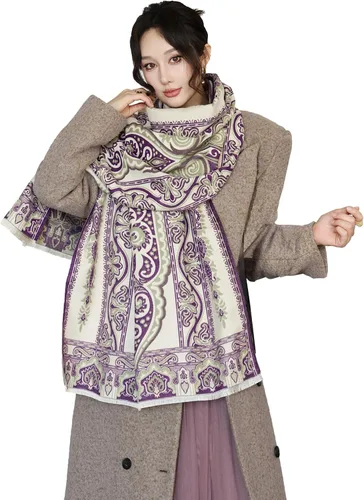 Miniatura 78 de iCuviy Bufanda grande de moda para invierno, chales y envolturas para mujer, extra suave, sensación de cachemira, bufandas frías para mujer