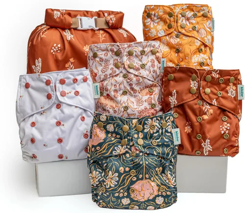 Miniatura 10 de Kinder Juego de 5 pañales de tela reutilizables para bebé, estilo bolsillo, camiseta atlética que absorbe la humedad, recién nacido a orinal 7-60