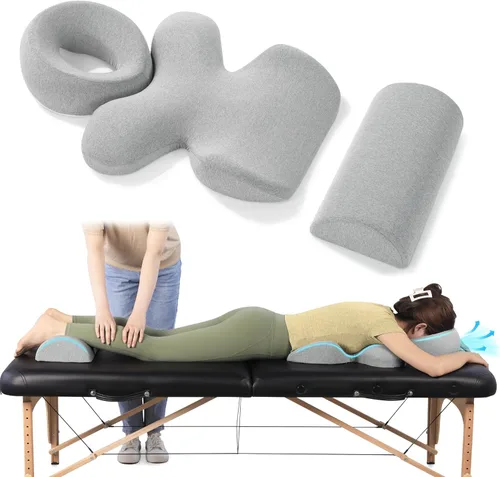 BALAPET Juego de almohada de masaje y almohada de pecho, reposacabezas de masaje transpirable para cama con soporte de espuma viscoelástica, cojín