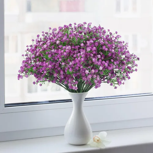 Miniatura 7 de N&T NIETING - Ramo de 10 flores artificiales de aliento de bebé, Gypsophila falsa, toque real, arreglo floral para bodas, fiestas, centros de mesa