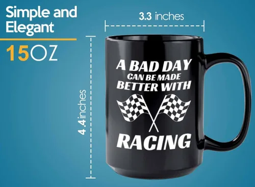 Miniatura 5 de Taza de café Racer de 15 onzas, color negro, Better With Racing - Fuel Speed Racer Car Guys Circuit Automotriz Racing Boy Regalos para él, papá