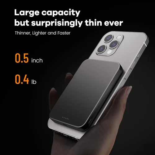 Miniatura 7 de Banco de energía, cargador portátil inalámbrico magnético ultrafino de 10,000 mAh, batería de carga rápida de 22.5 W, viene con cable USB-C