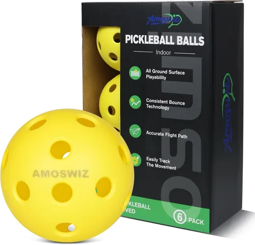 Miniatura 11 de Indoor Pickleball Balls, 6/12 Pack of 26 Holes Pickleballs, USAPA Approved Indoor Pickleballs Set, High Visibility Durable Pickle Balls for Training