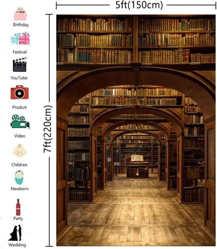 Miniatura 3 de Fondo escolar de mago de 5 x 7 pies para fotografía de biblioteca mágica para retratos, estudio fotográfico, fondo