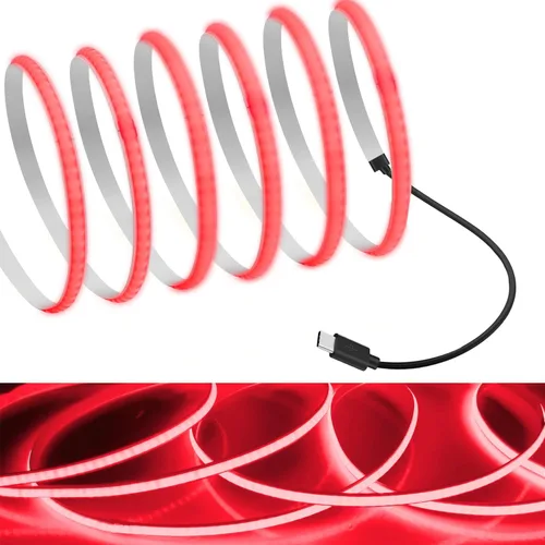 Miniatura 5 de MDee Tira de luces LED tipo C COB de 1.64 pies/1.6 ft - Flexible 0.197 in Oculta DC 5V Cinta LED con 320 LEDs/m para iluminación cálida (2700 K).