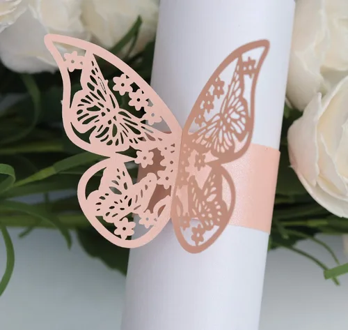 Miniatura 6 de 50 servilleteros de mariposa cortados con láser para cenas, mesas, diarios, bodas, aniversarios, fiestas, decoración de baby shower, suministros