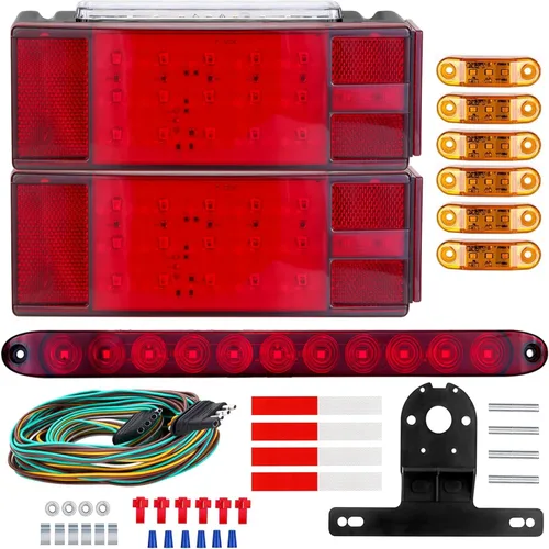 Miniatura 8 de Luces LED para remolque de barco, kit de luces LED sumergibles para remolque con arnés de cableado, luces traseras de parada combinadas, luces