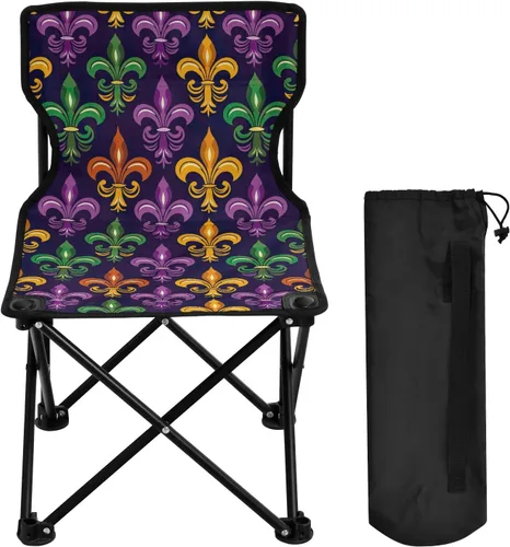 Miniatura 4 de Outdoor Folding Mardi Gras Carnival Gold Flower Camping Chairs for Adults Portable Camping Chair Lightweight Lawn Chair 202a6665