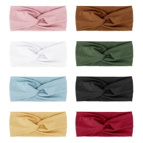 Miniatura 53 de DRESHOW Paquete de 8 diademas anudadas para mujer, con tiras cruzadas, antideslizantes, bohemias, trenzadas, accesorios para el cabello