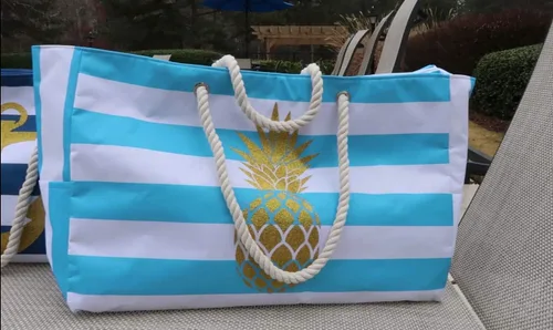 Miniatura 4 de Bolso de playa XL, para viajes, con forro impermeable, cierre de cremallera y bolsillos interiores
