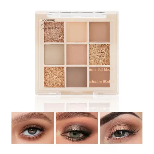 Boobeen Paleta de sombras de ojos nude – maquillaje mate y brillante, polvo cremoso altamente pigmentado para sombra de ojos, crea un aspecto de