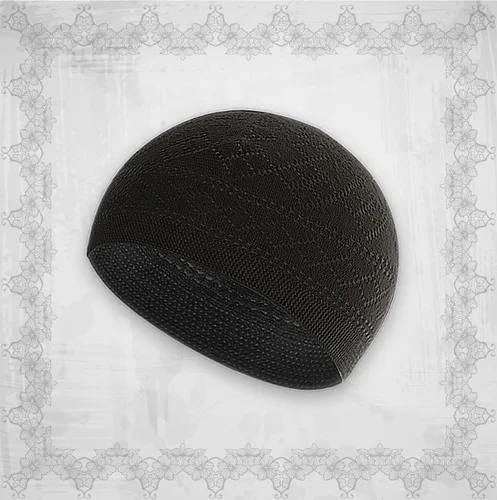 Miniatura 6 de ESERRA Juego de alfombrillas de oración de terciopelo todo en uno para el Islam, alfombra gruesa de oración musulmana, sombrero Kufi negro, piedra