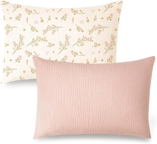 Konssy Funda de almohada de muselina para almohada de 13 x 18 pulgadas, paquete de 2 fundas de almohada de algodón suave y transpirable para niños