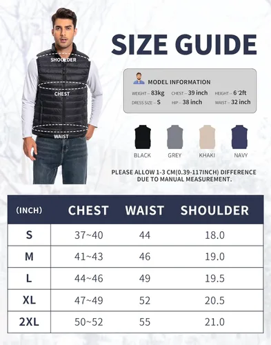 Miniatura 6 de Pioneer Camp Chaleco acolchado ligero para hombre, plegable, repelente al agua, cálido, acolchado, sin mangas, para el trabajo, casual, viajes