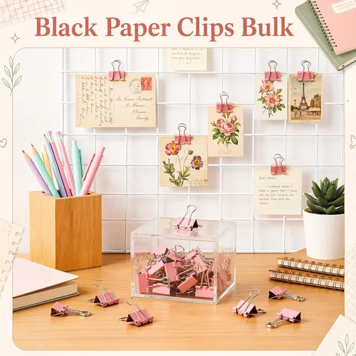 Miniatura 4 de Yexiya 300 Pcs Small Binder Clips Sturdy 0.75 Inch Pink Paper Med Clips Office Supplies Paper Clamps for Office Teachers Students School Business