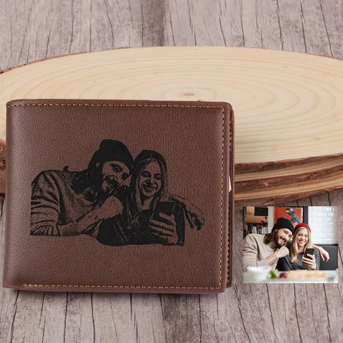 Miniatura 2 de awofer Cartera grabada personalizada con fotos para hombres, regalos personalizados para marido, papá, hijo