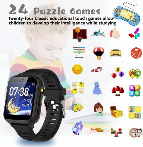 Miniatura 3 de Reloj inteligente para niños, reloj inteligente de 24 juegos para niños, relojes inteligentes de moda para niños de 3 a 14 años, gran regalo