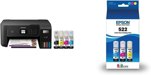 Miniatura 9 de Epson EcoTank ET-2800 Impresora inalámbrica a color todo en uno Supertank sin cartuchos, negro, mediano y tinta EcoTank T522 de ultra alta