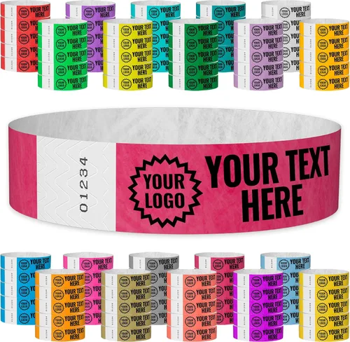 Miniatura 21 de WristCo Pulseras de Impresión Personalizada Azul Neón – 2,000 Unidades Tyvek ¾" x 10" – Añade Cualquier Texto, Logotipo e Imagen y Recibe Pulseras