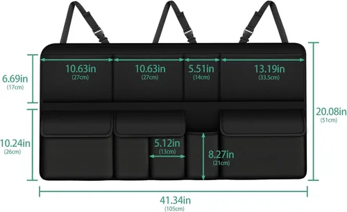 Miniatura 4 de Organizador colgante para maletero de automóvil, apto para Toyota RAV4, plegable, de gran capacidad, 41.3 x 20 pulgadas, organizador de maletero
