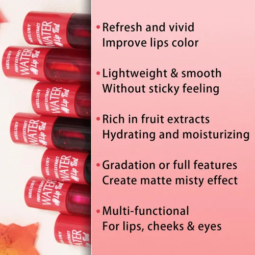 Miniatura 6 de Juego de 7 colores de tinte labial, tinte labial líquido mate mini, tinte multiusos para labios y mejillas, brillo labial hidratante