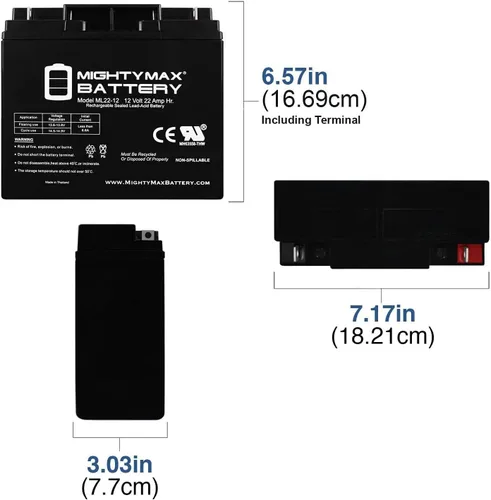 Miniatura 2 de Mighty Max Battery Batería de 12V 22AH que reemplaza 51814 6fm17 6-dzm-20 6-fm-18 lcx1220p