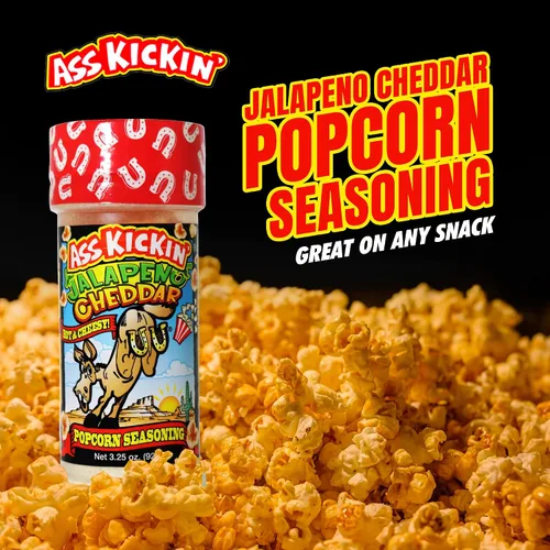 Miniatura 3 de ASS KICKIN' Condimento de palomitas de maíz cheddar de jalapeño, ideal para palomitas de maíz gourmet o alitas de pollo y carne, rellenos perfectos