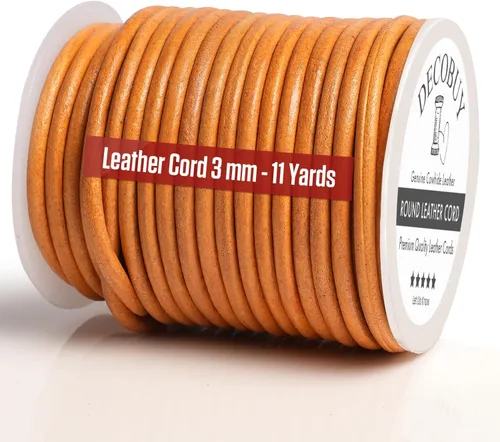 Miniatura 25 de Cordón de cuero redondo de 1 mm, cuerda de 27 yardas para hacer joyas, pulseras, collares, trenzado Kumihimo, envolturas, manualidades, pasatiempos