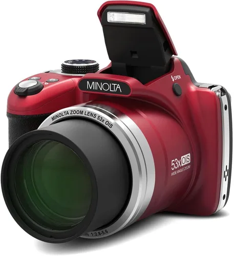 Miniatura 5 de MINOLTA MN53Z 16 MP / 1080P FHD Bridge Cámara digital con zoom óptico de 53x (Rojo) Paquete con tarjeta de memoria de 32GB + Bolsa para cámara + Kit