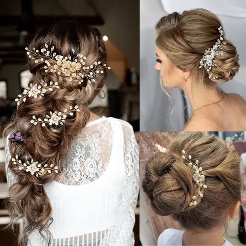 Miniatura 2 de ULTIMUTE Peine para el pelo y 4 pines, accesorios para el cabello de novia, con diamantes de imitación de cristal de perla, peine y horquillas