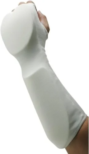 Taekwondo - Protectores de mano combinados de tela para mano/antebrazo, artes marciales, MMA antebrazo protector para sparring (niño pequeño a XL,